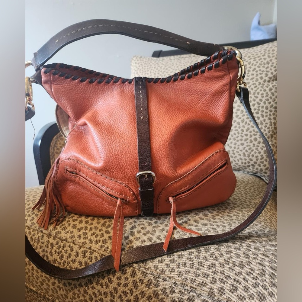 Orange Leather Shoulder Bag